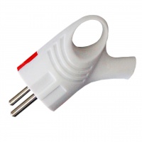 Вилка угловая белая с ушком 16 А